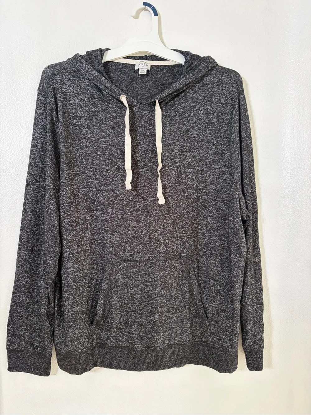J.Crew Lightweight Marled Pullover Hoodie Women’s Size XL Charcoal Gray